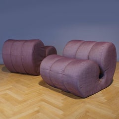 Pair of Italian Space Age Mario Bellini Style Organic Lounge Chairs, 1970, Italy