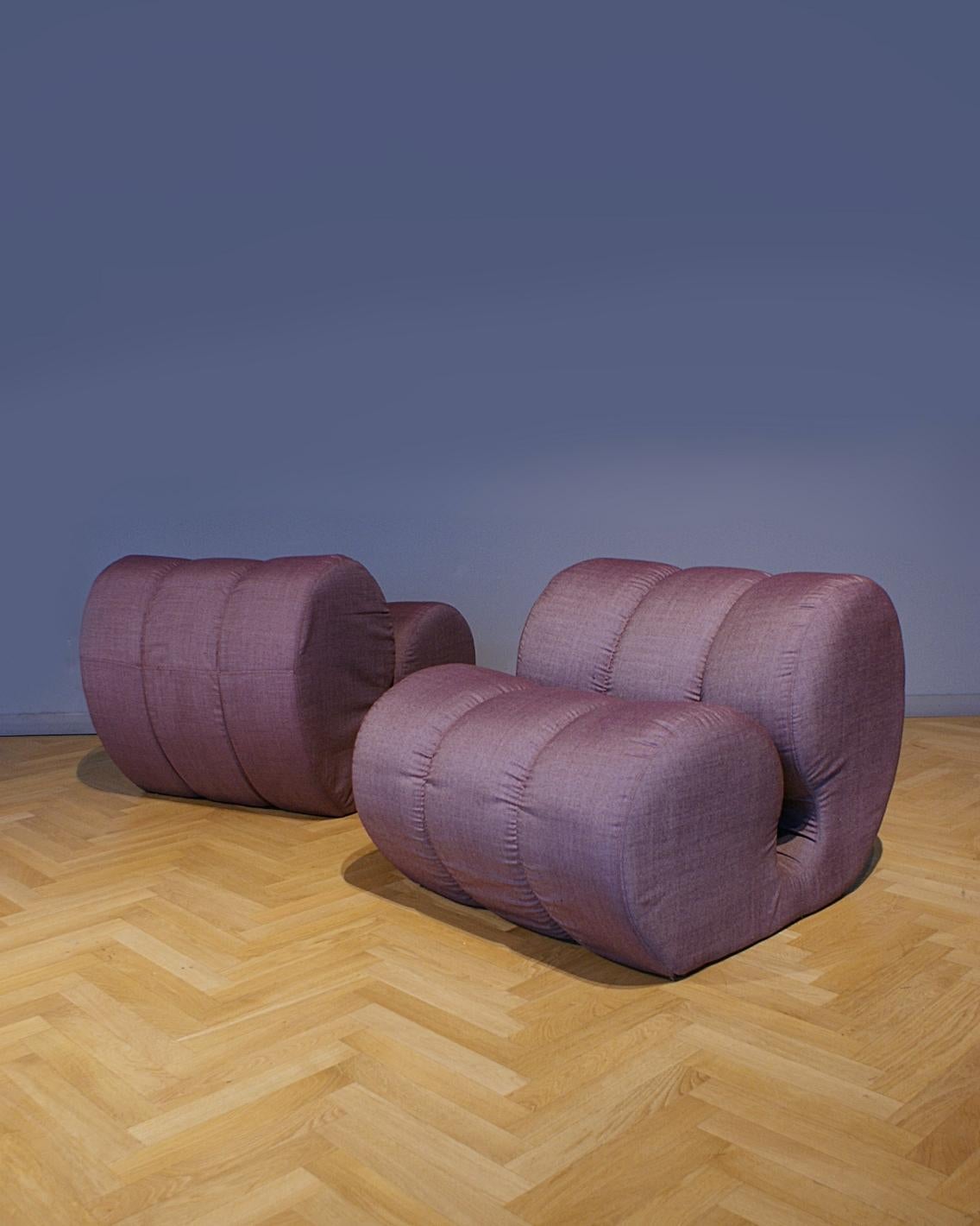 Pair of Italian Space Age Mario Bellini Style Organic Lounge Chairs, 1970, Italy For Sale 1