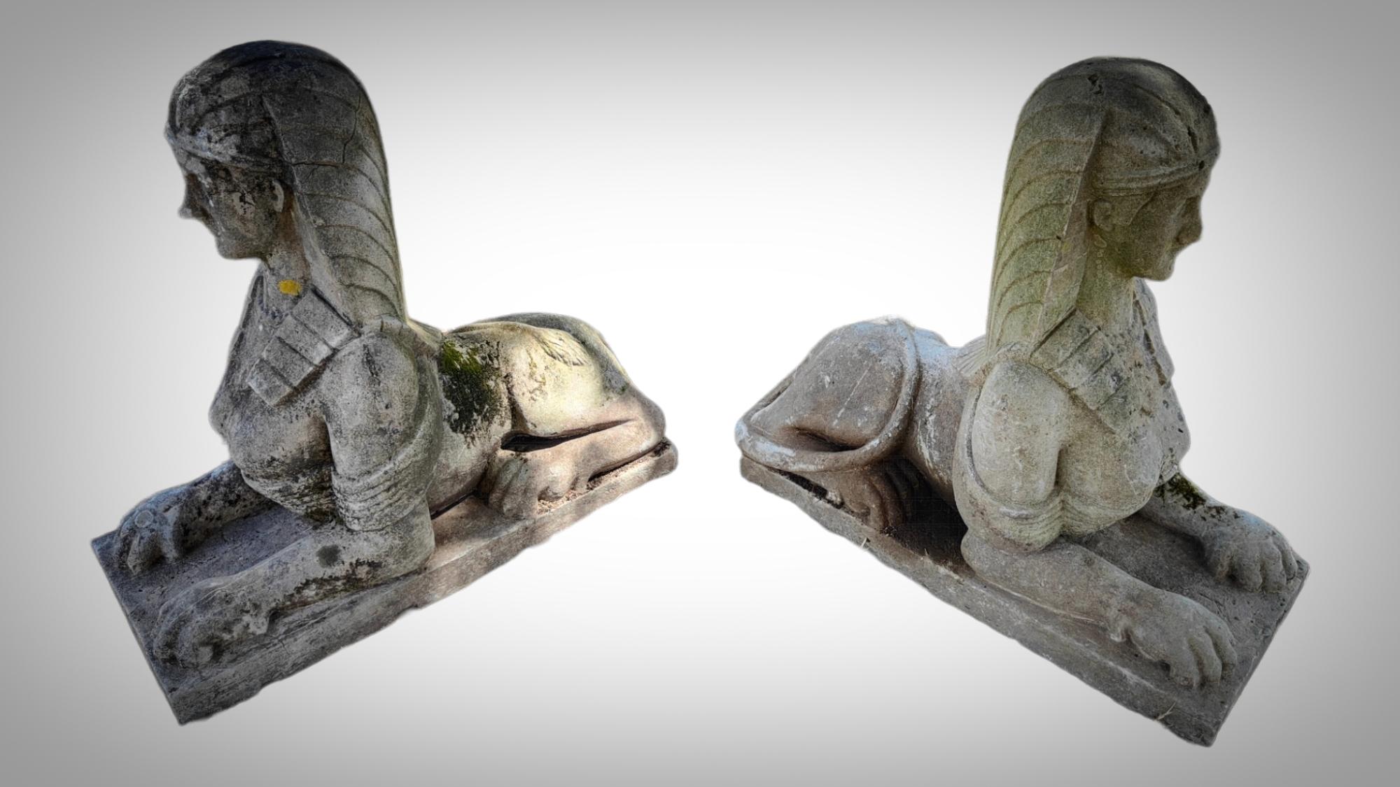 Paire de sphinx italiens des années 20 art déco en vente 2