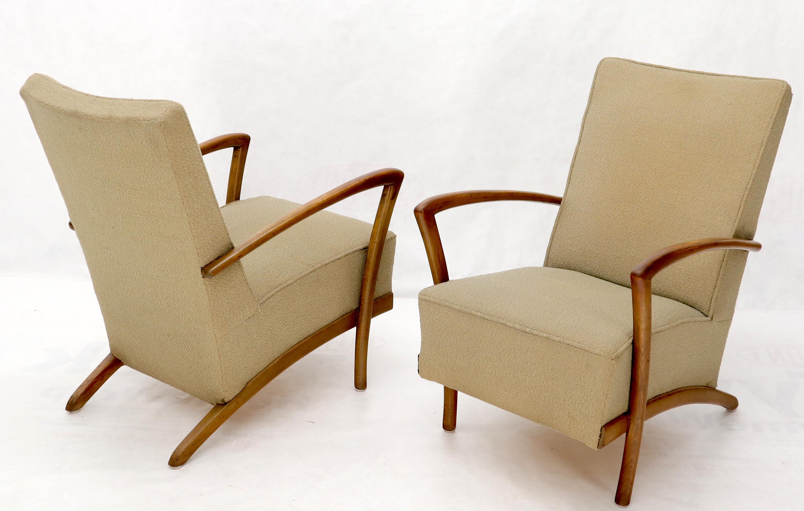 Mid-Century Modern Pair of Italian Spring Loaded Seats Lounge Chairs