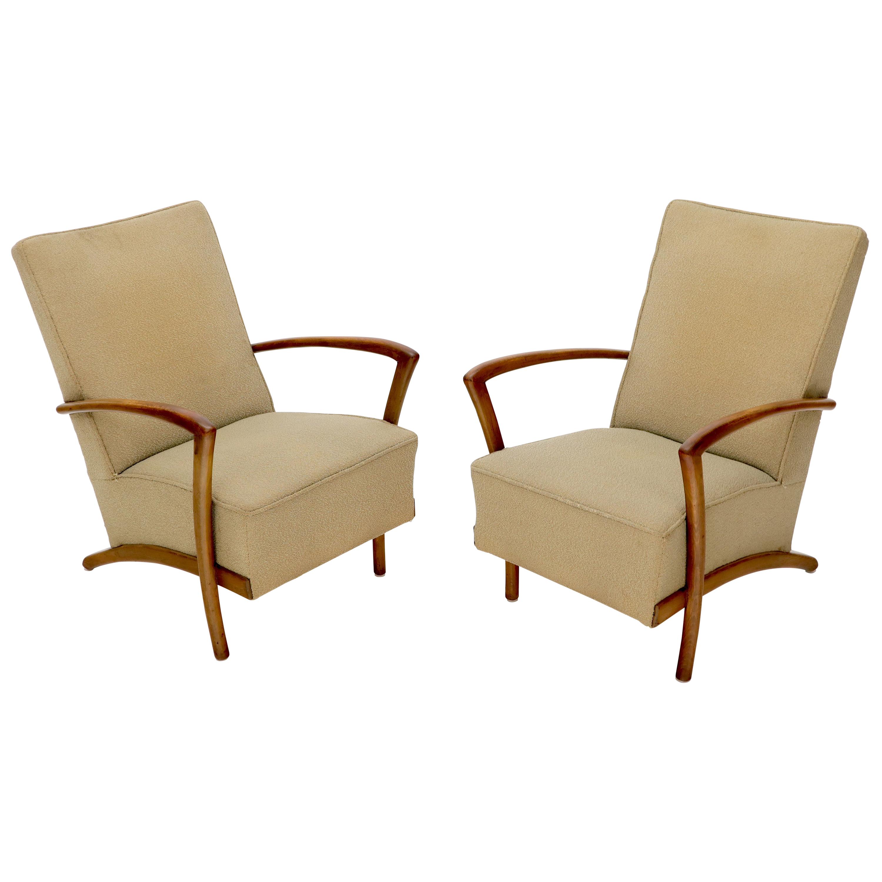 Pair of Italian Spring Loaded Seats Lounge Chairs