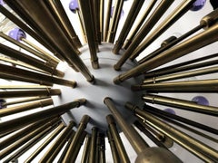 Pair of Italian Sputnik Chandeliers with Clear and Purple Murano Glass, 1990s