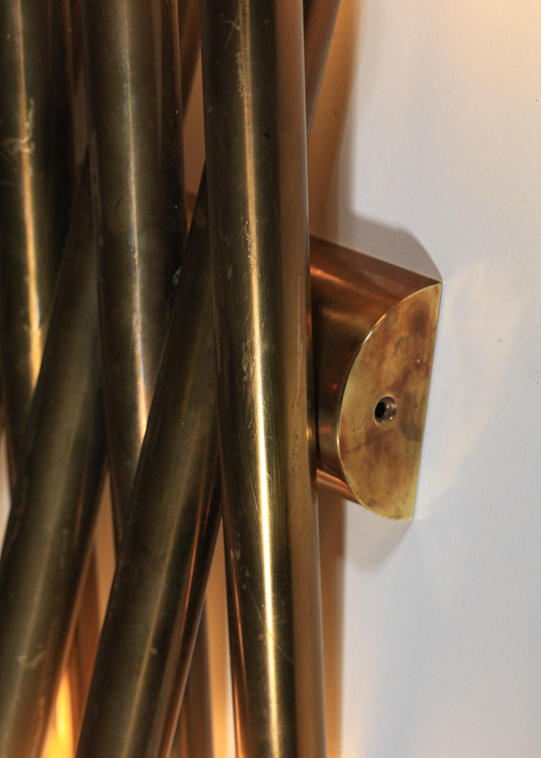 Pair of Italian Stilnovo sconces in brass tube from the 60s - F242 4
