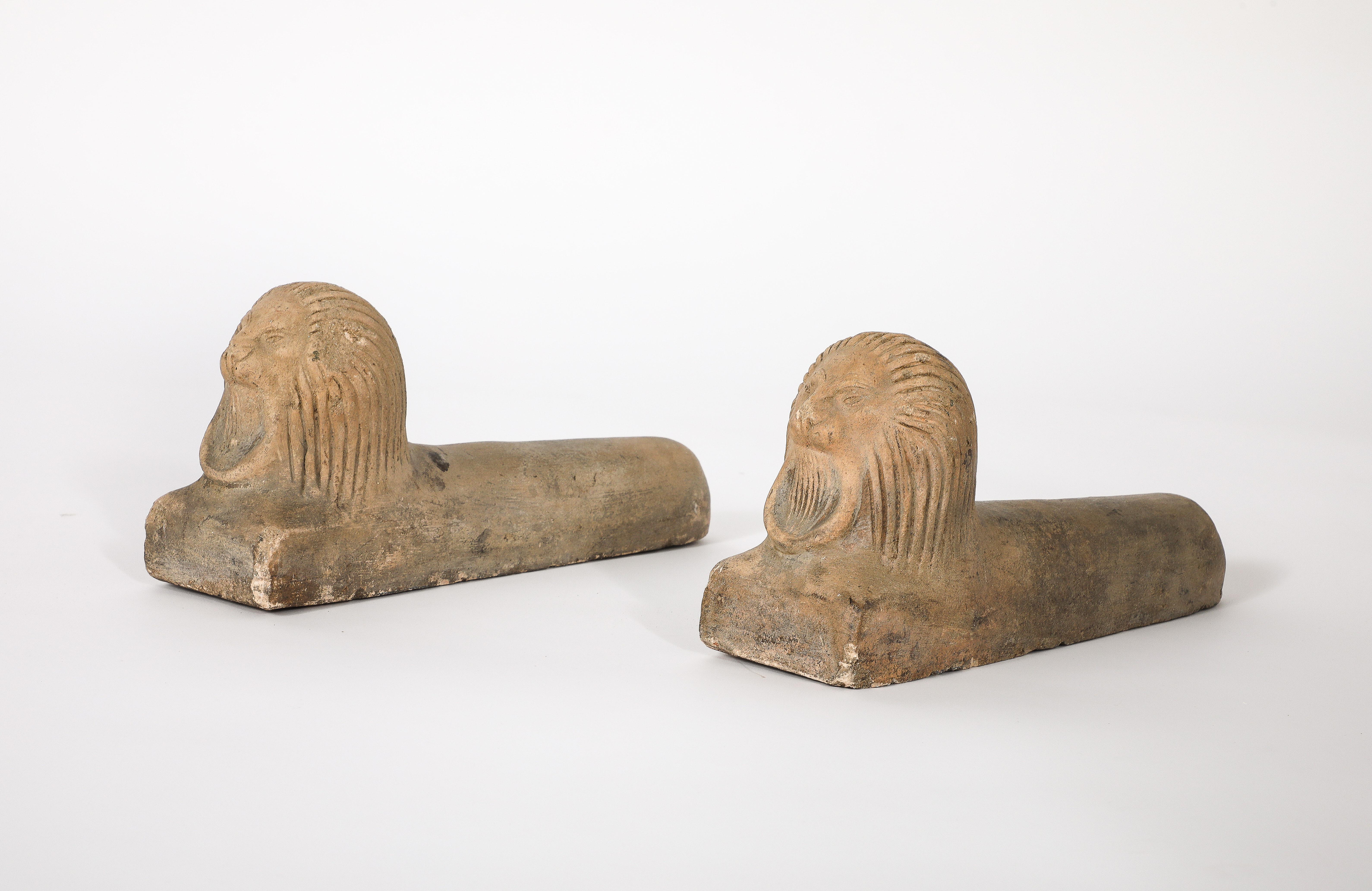20th Century Pair of Italian Stone Lions For Sale