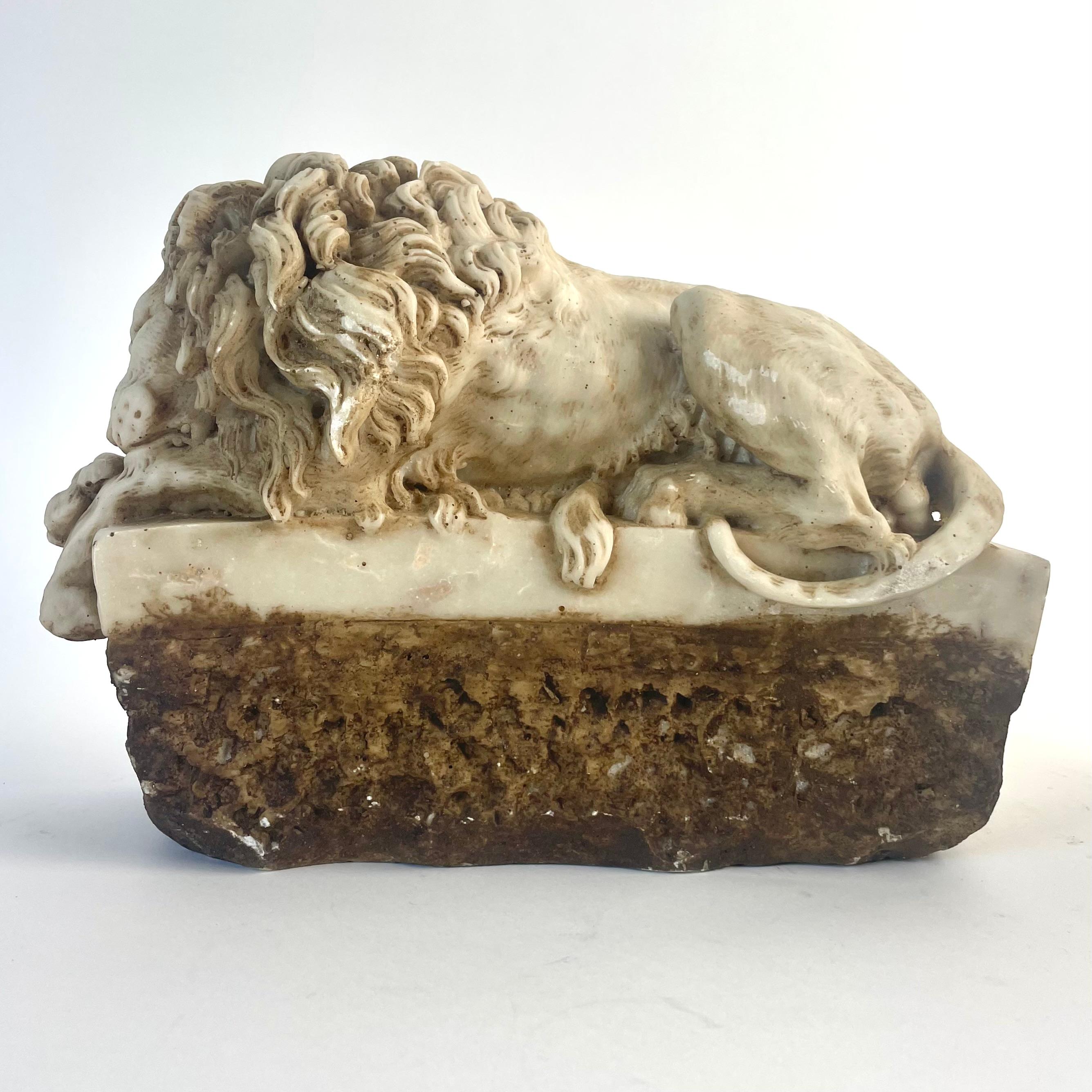Pareja de leones italianos de gres según Antonio Canova, Siglo XIX en venta 4