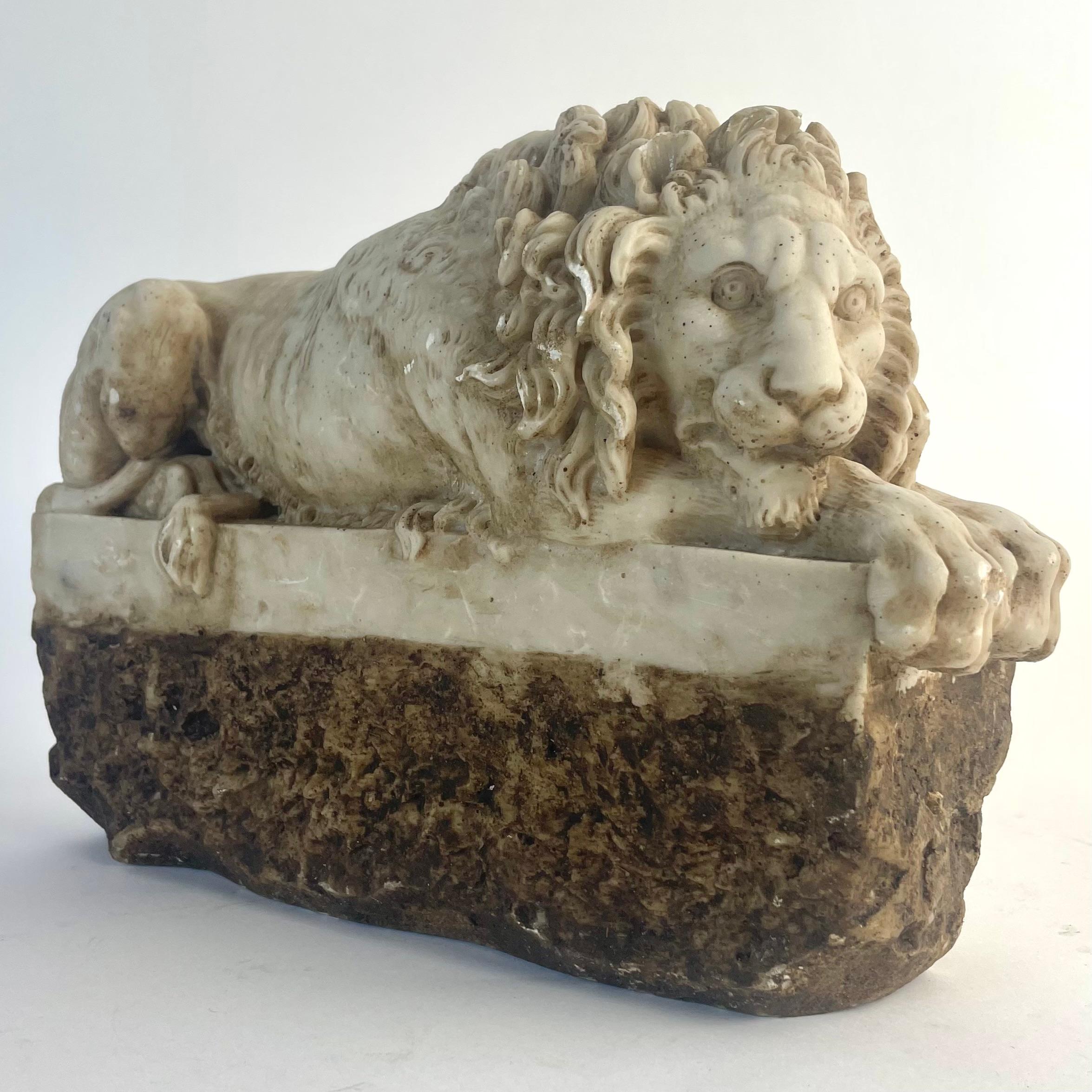 Pareja de leones italianos de gres según Antonio Canova, Siglo XIX en venta 8