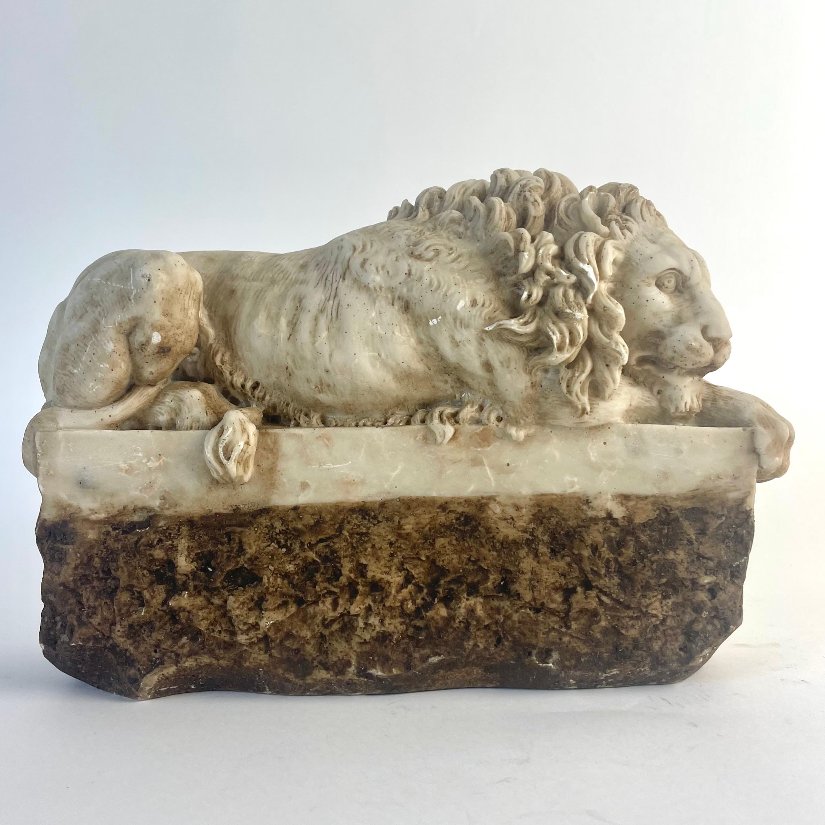 Pareja de leones italianos de gres según Antonio Canova, Siglo XIX en venta 9
