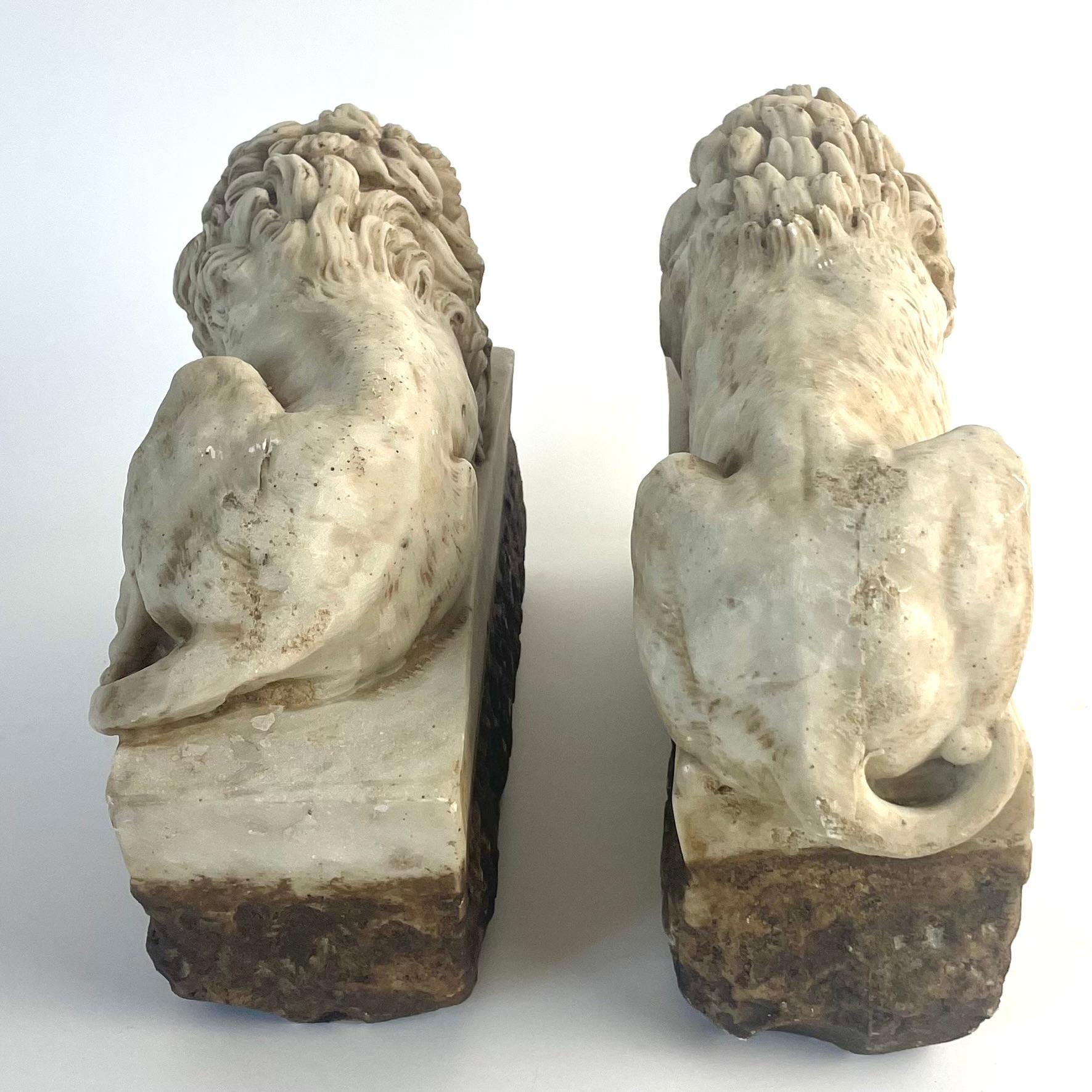 Pareja de leones italianos de gres según Antonio Canova, Siglo XIX en venta 3