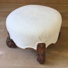 Pair of Italian Stool in Carved Wood, circa 1900