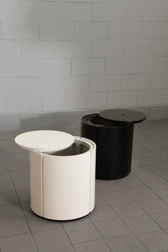 Pair of Italian storage bedside tables black and white