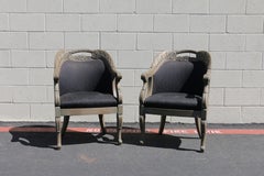 Pair of Italian Style Carved Wood Armchairs, 1990s