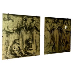 Pair of Italian Style Églomisé Glass Renaissance Figural Wall Panels