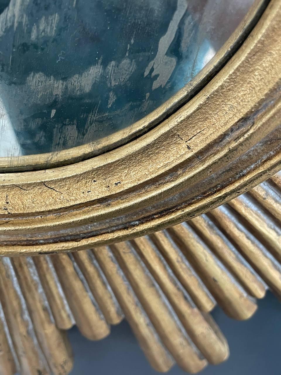 Pair of Italian-Style Gilt-Wood Sunburst Mirrors Modern Farmhouse 4