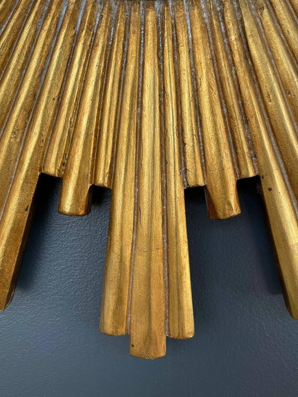 Pair of Italian-Style Gilt-Wood Sunburst Mirrors Modern Farmhouse 2