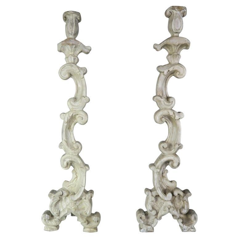 Pair of Italian Style Painted Candlesticks, circa 1930s