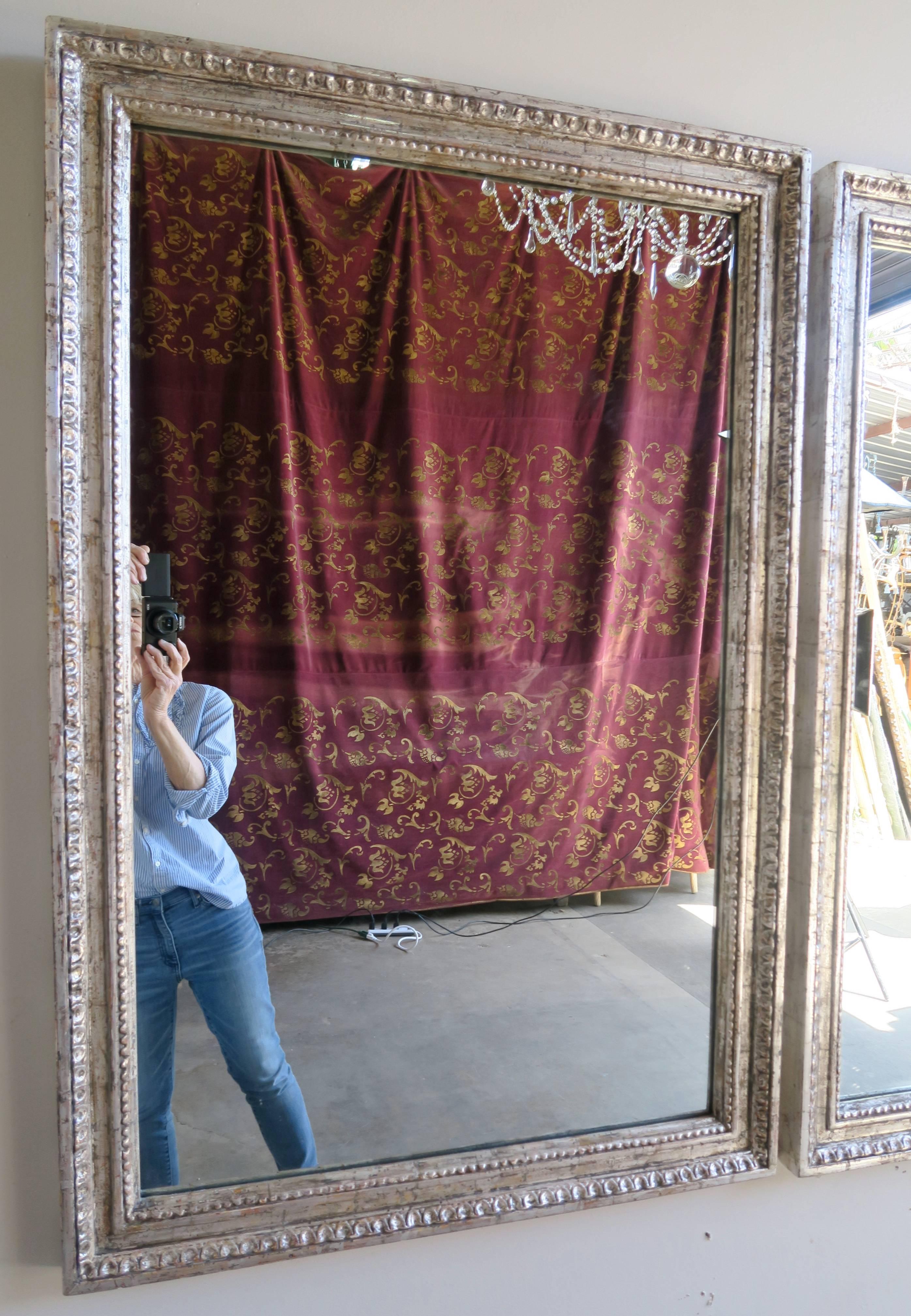 American Pair of Italian Style Silver Gilt Mirrors by Melissa Levinson