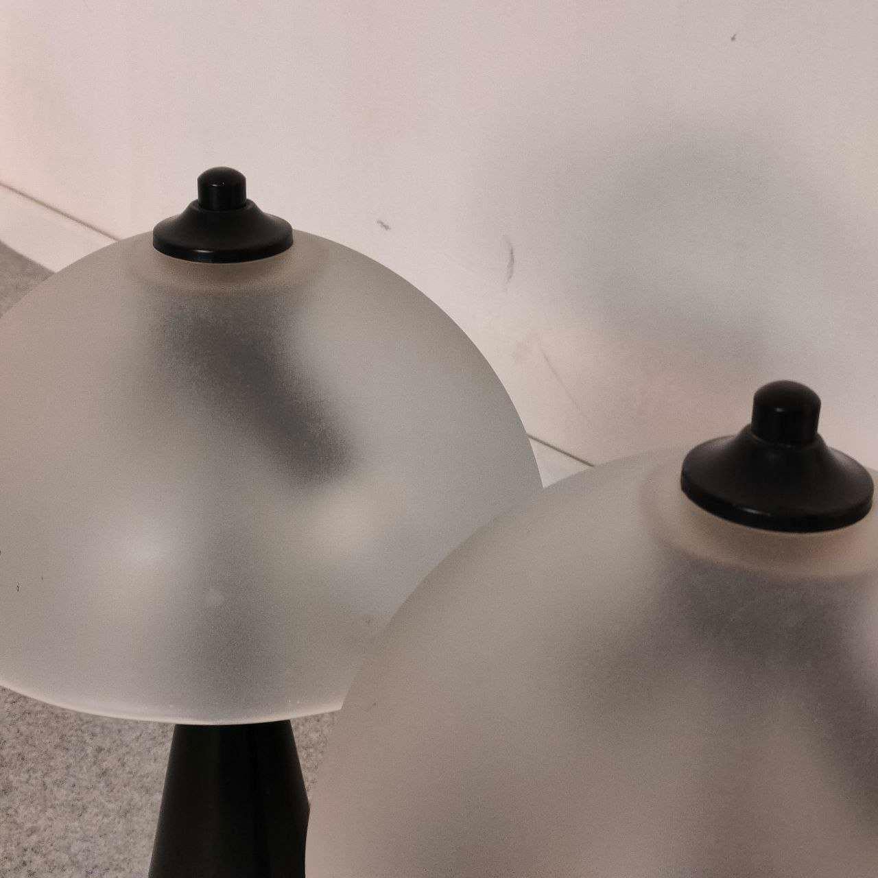 Verre Paire de lampes de table italiennes en verre et noir par Vistosi, années 1980 en vente