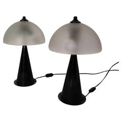 Pair of italian table lamp glass and black by Vistosi, 1980s