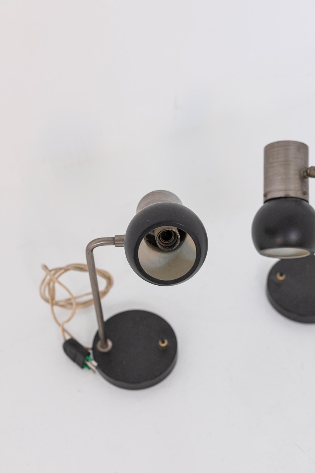 Galvanized Pair of Italian Table Lamps by FAAI Arredo Cremona Manufacture