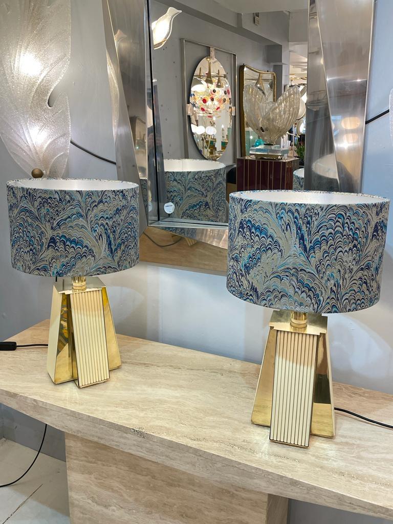 Mid-Century Modern Pair of Italian Table Lamps, circa 1940 For Sale