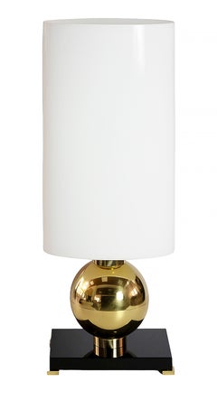 Pair of Italian Table Lamps in Brass, Murano Glass Base And Shades