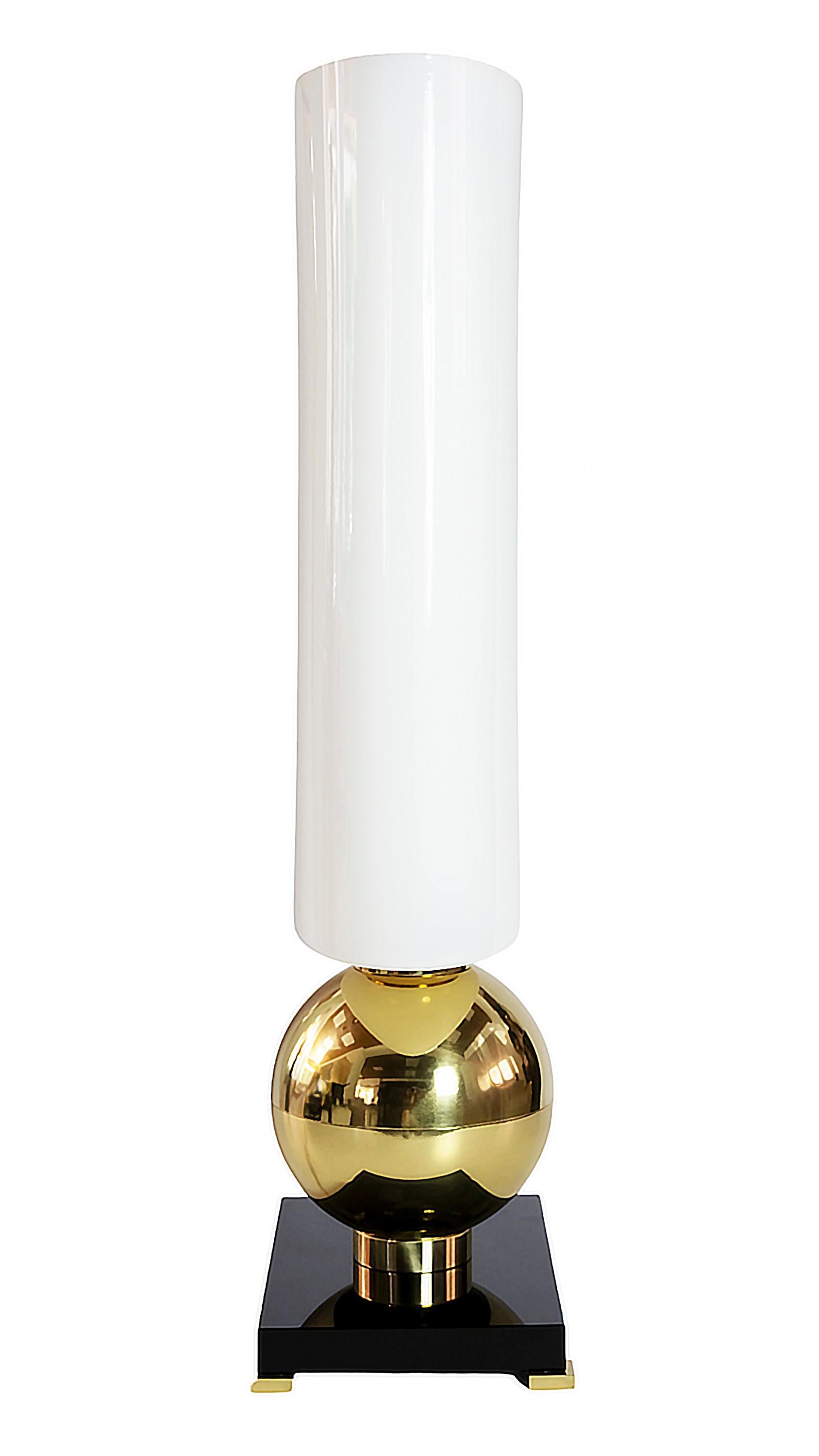 Ein Paar italienische Tischlampen aus Messing, Sockel und Lampenschirme aus Murano-Glas (21. Jahrhundert und zeitgenössisch) im Angebot