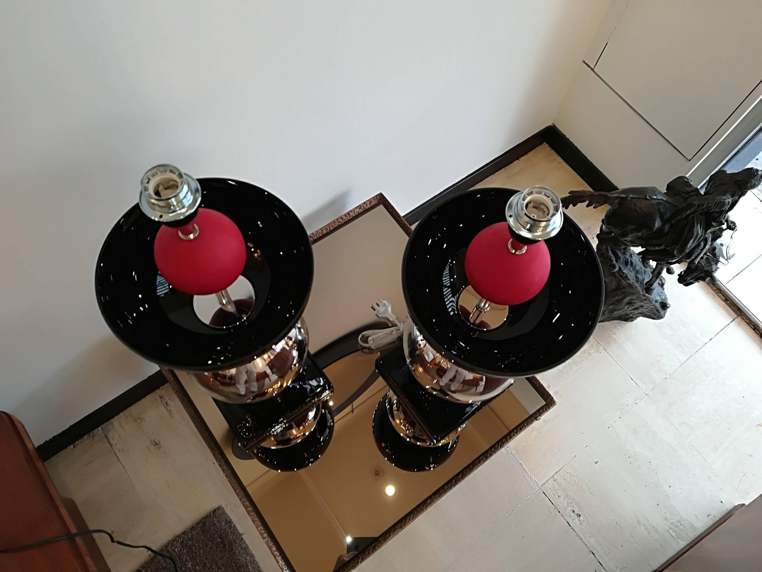 Pair of Italian Table Lamps in Handblown Murano Glass 5
