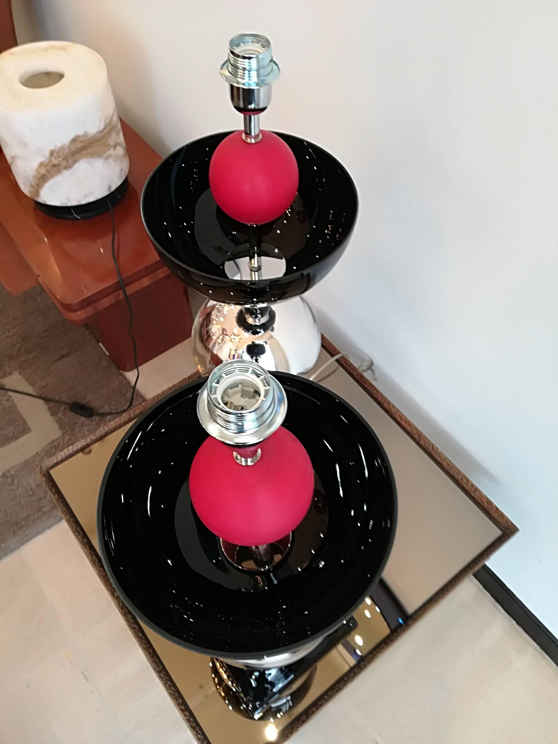 Pair of Italian Table Lamps in Handblown Murano Glass 3