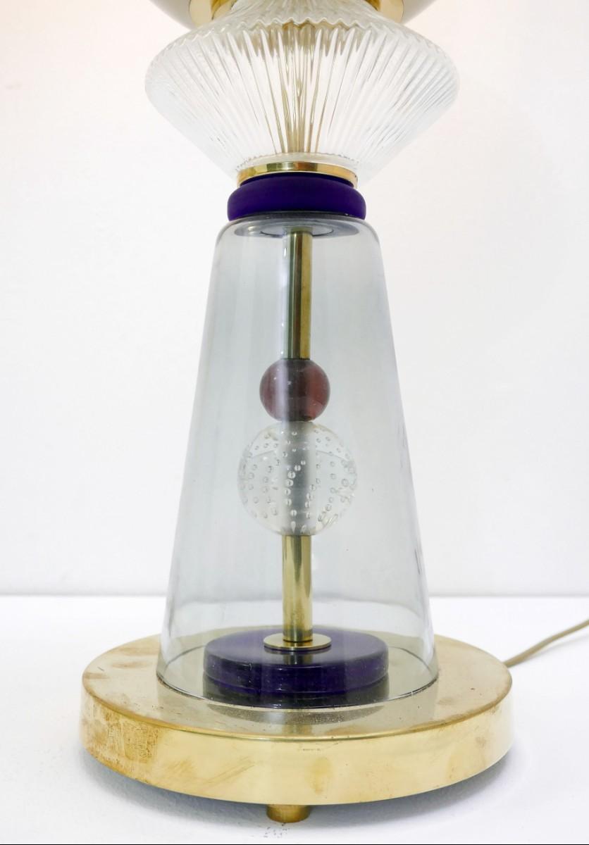 Pair of Italian table lamps in Murano glass.