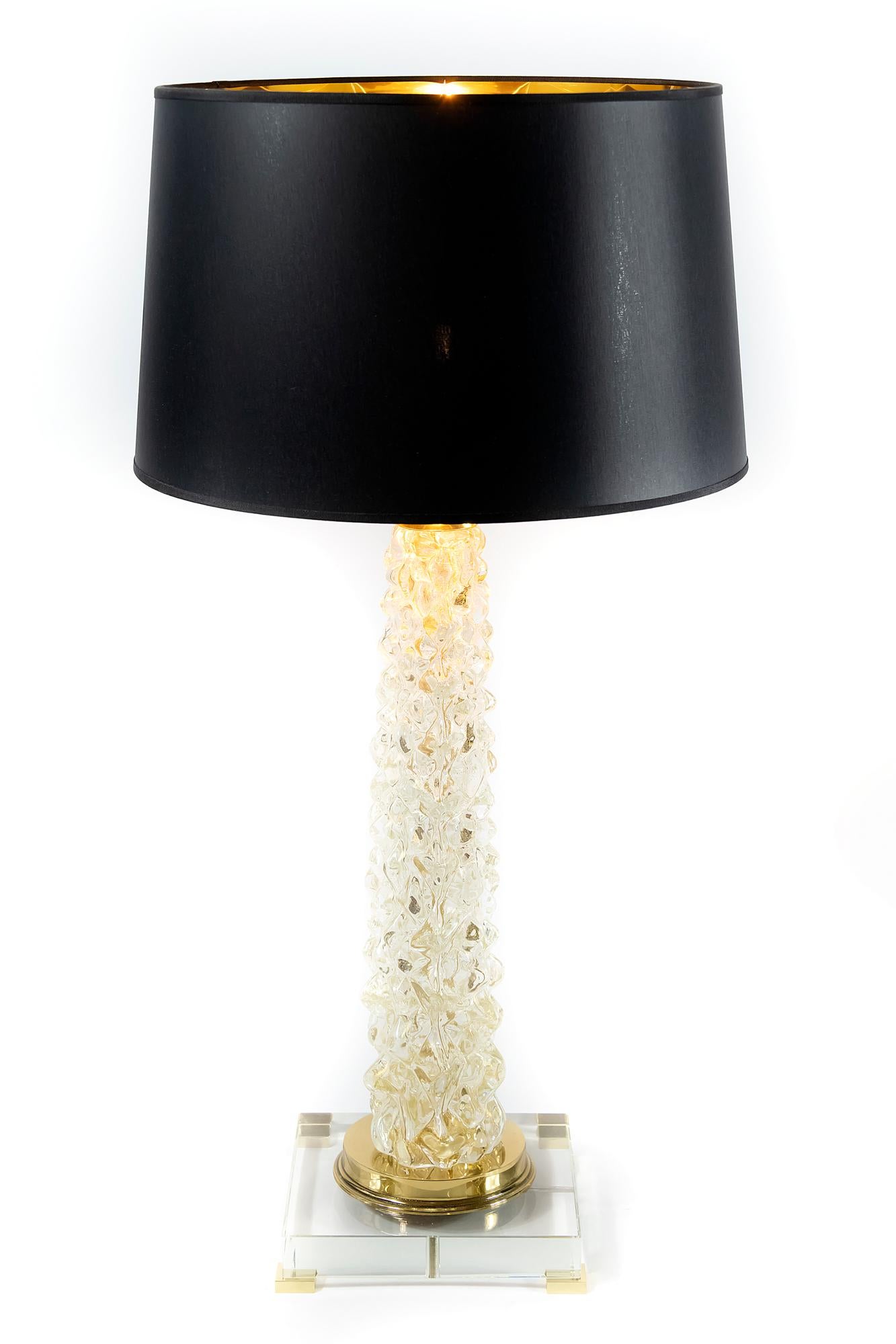 Modern Pair of Italian Table Lamps in Murano Glass For Sale