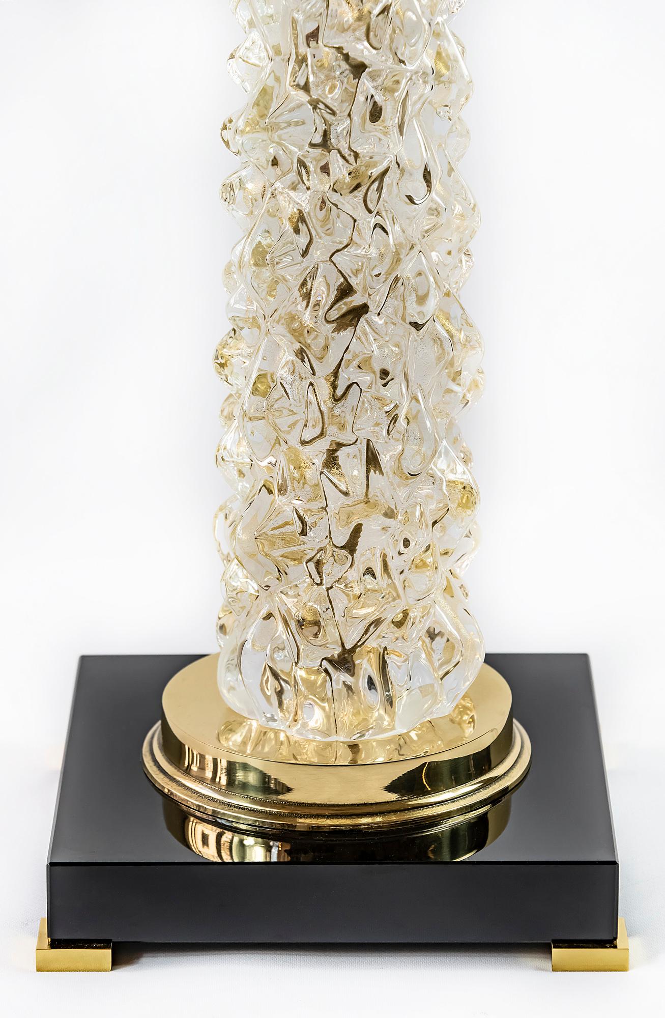 Pareja de lámparas de mesa italianas de cristal de Murano Moderno en venta