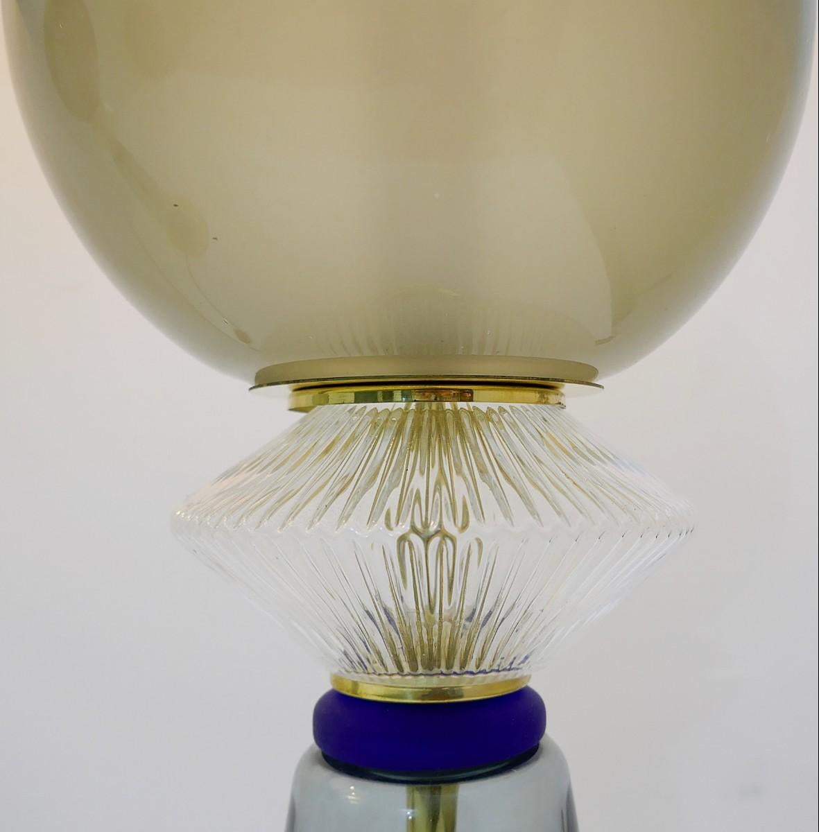 Pair of Italian Table Lamps in Murano Glass In Good Condition In Brussels, BE