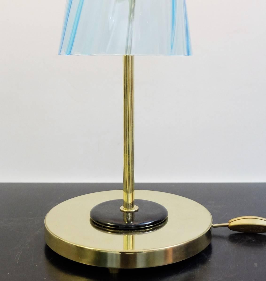 Brass an Italian Table Lamp in Murano Glass
