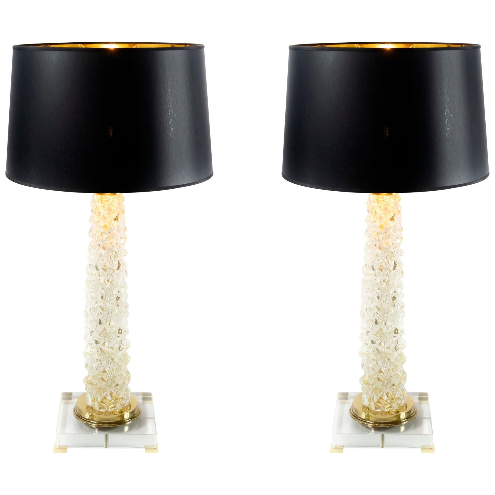 Pair of Italian Table Lamps in Murano Glass