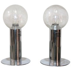 Pair of Italian Table Lamps Murano Glass Pulegoso in the Carlo Nason Style