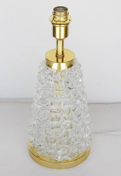 Pair of Rostrato Technique Table Lamps w/ Clear Murano Glass, Italy 1990s