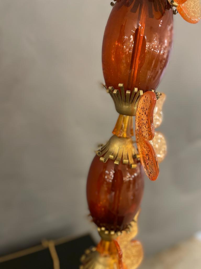 Pair of Italian Table Lamps with Butterflies in Murano Glass, circa 1970 For Sale 1