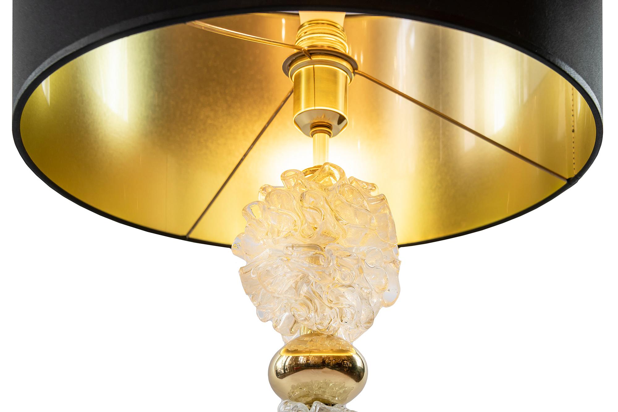 Modern Pair of Italian Table Lamps with Murano Glass