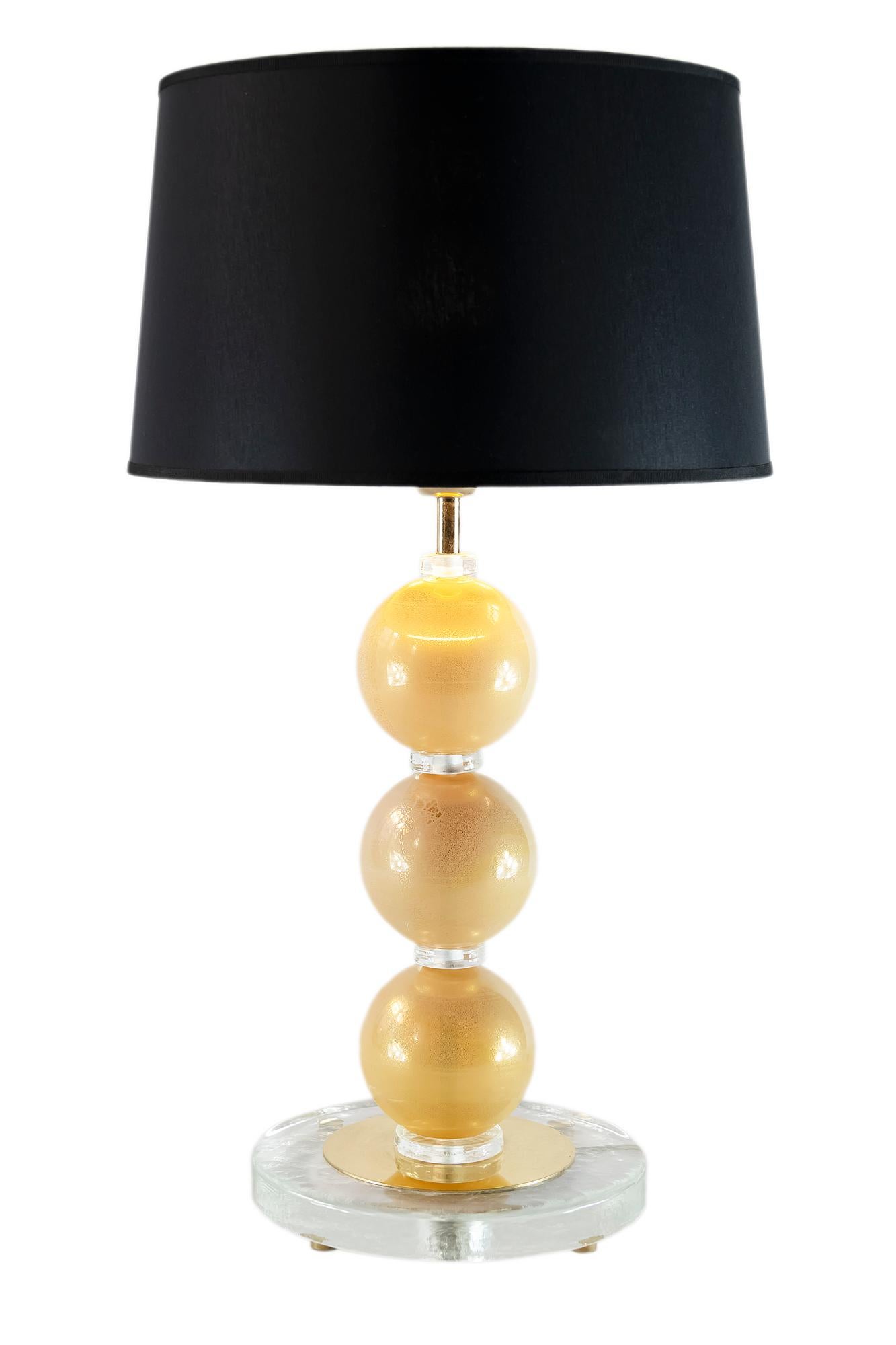 Hand-Crafted Pair of Italian Table Lamps with Murano Glass