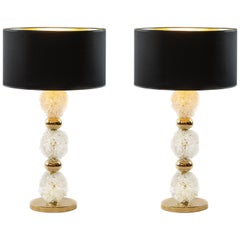 Pair of Italian Table Lamps with Murano Glass