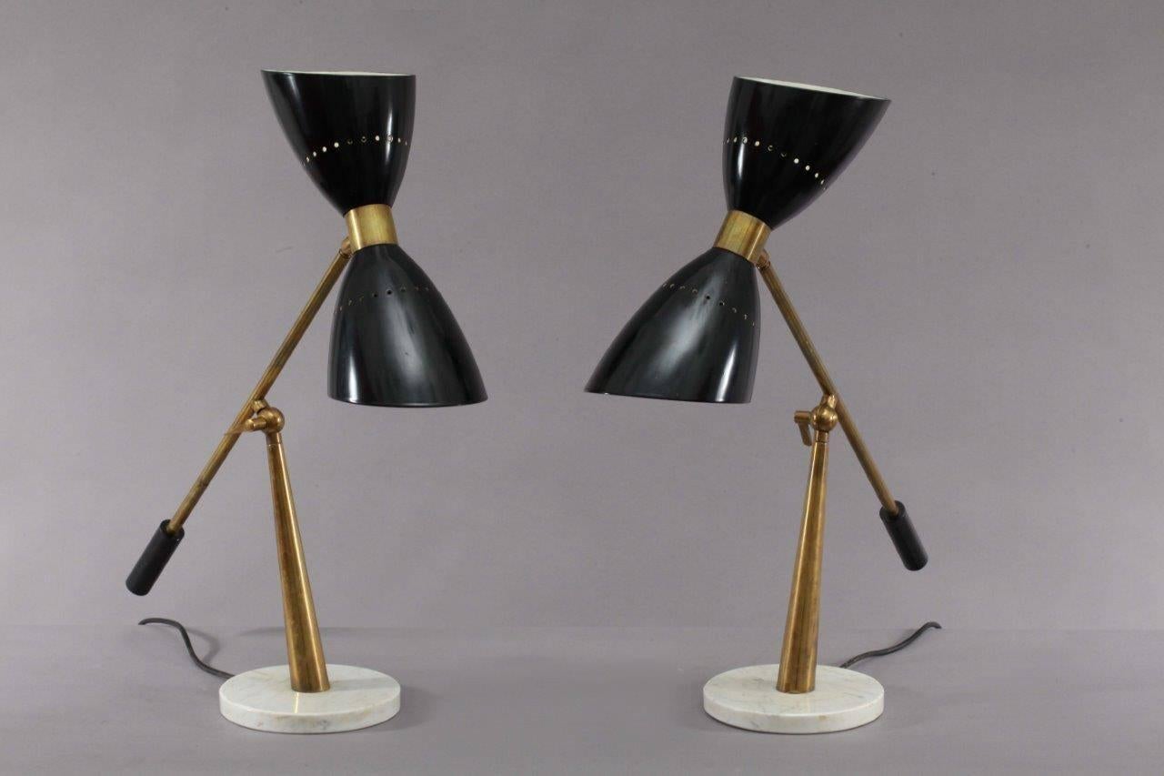 Pair of Italian Table Lamps, Attributed Stilnovo, Italy In Excellent Condition In Vienna, Vienna