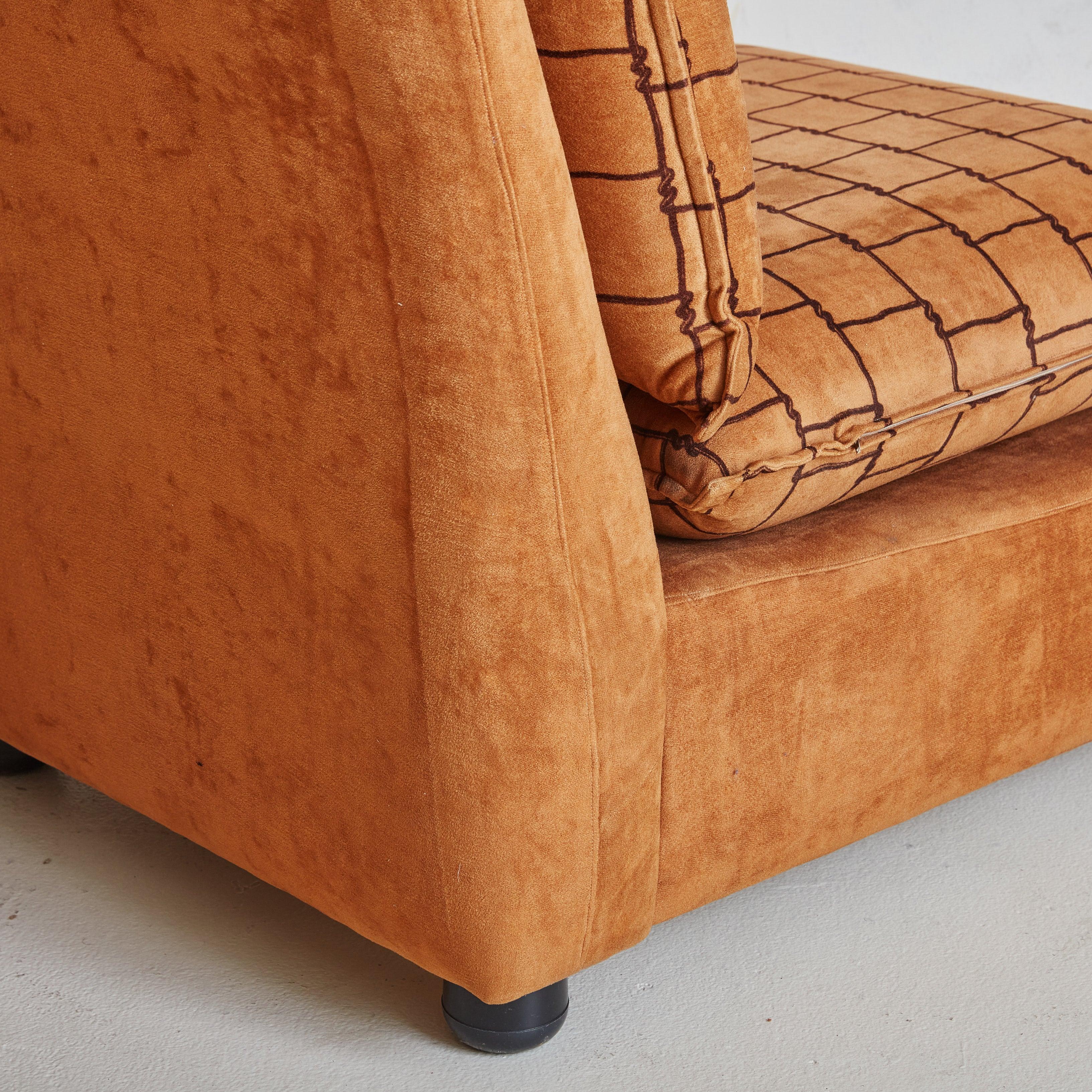 Paire de chaises longues italiennes brun clair à motif de grille, années 1970 en vente 4
