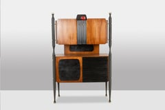 Pair of Italian teak veneer cabinets. 1960s.