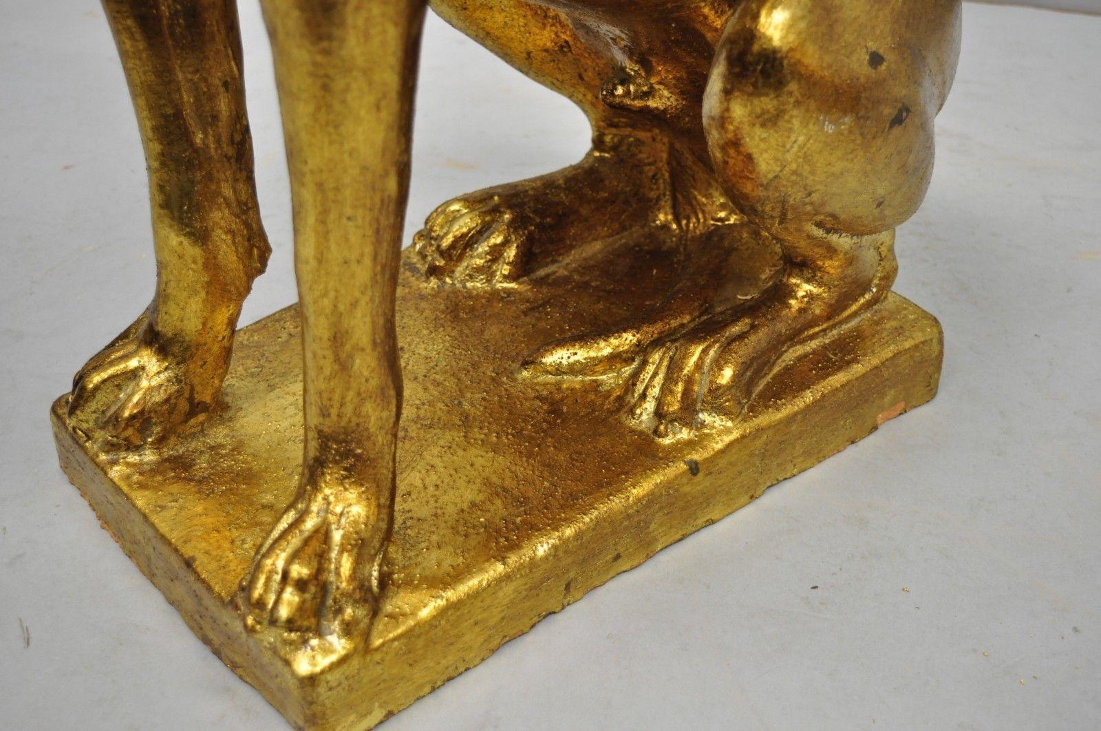Late 20th Century Pair of Italian Terracotta Gold Leaf Labrador Retriever Dog Statue Sculpture