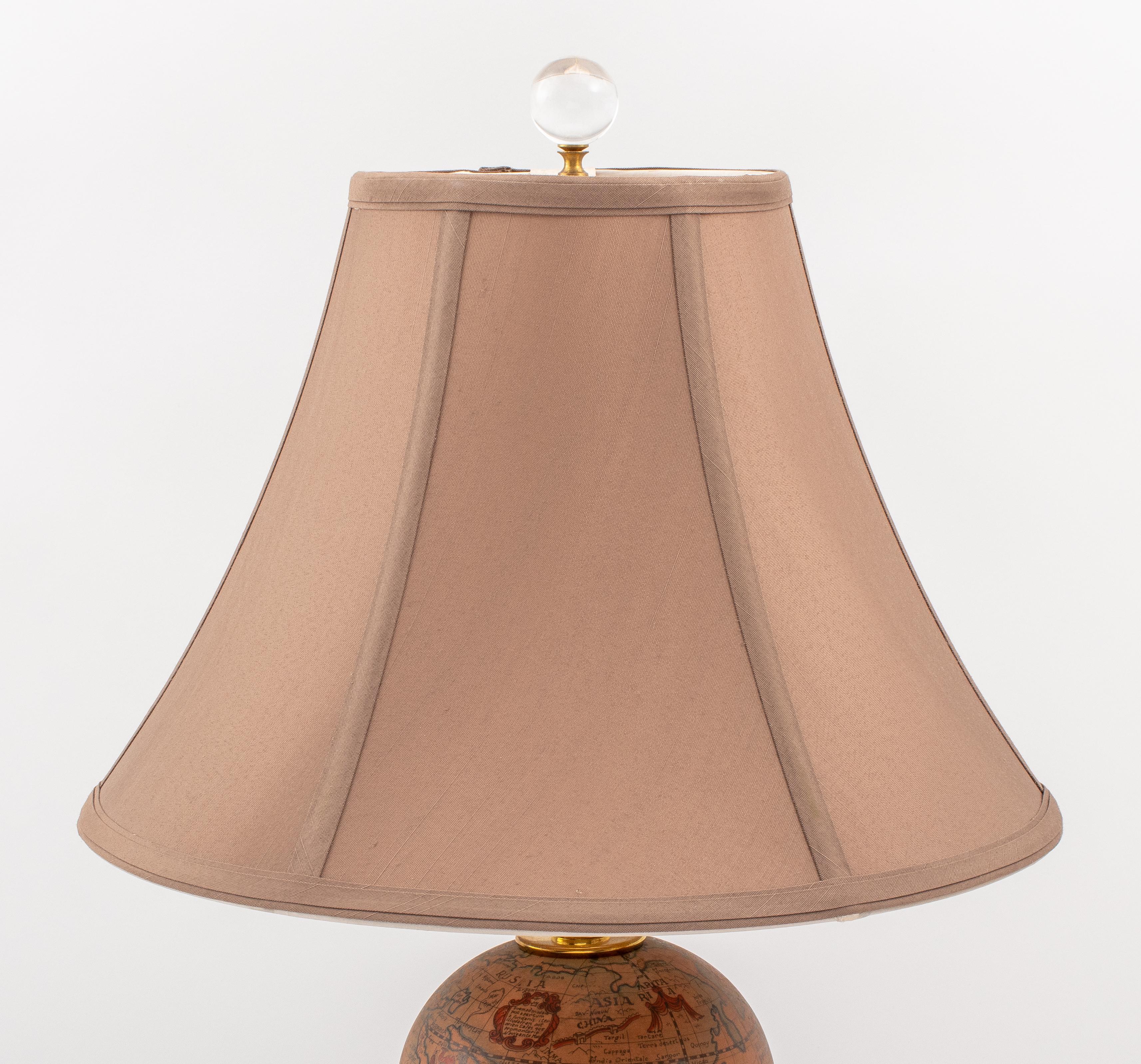Mid-Century Modern Pair of Italian Terracotta Paper Globe Lamps