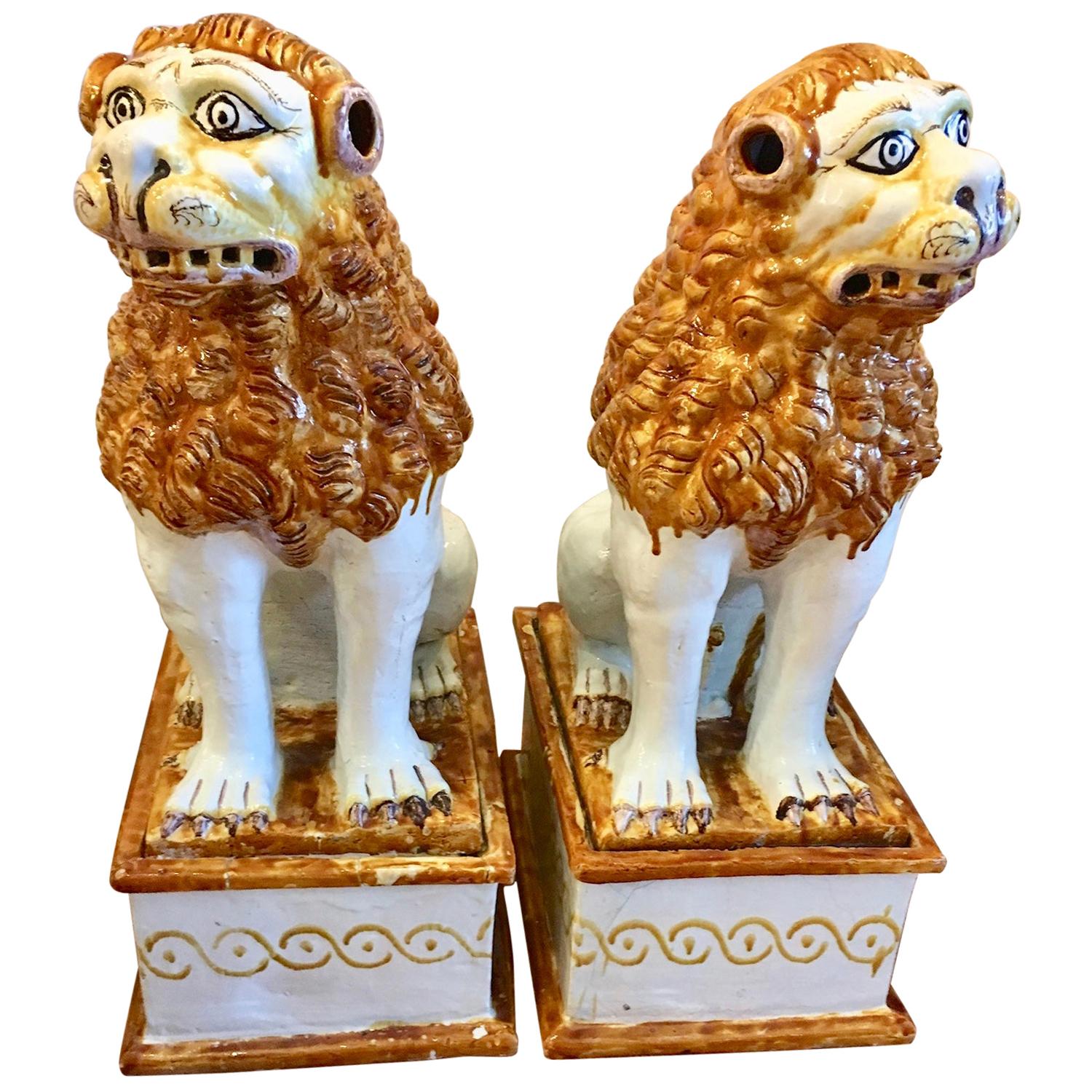 Pair of Italian Terracotta Temple Dogs
