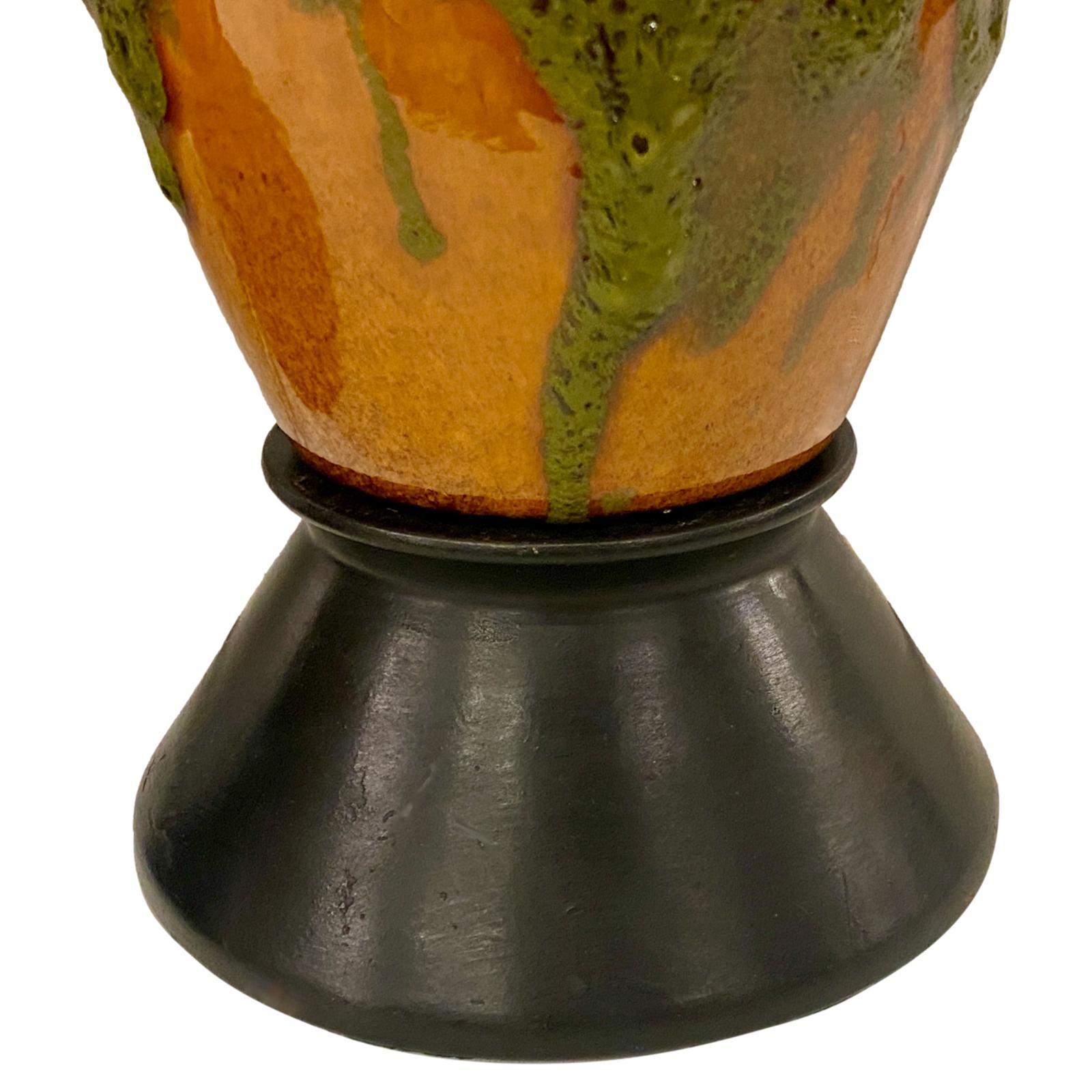 Mid-20th Century Pair of Italian Textured Ceramic Lamps For Sale