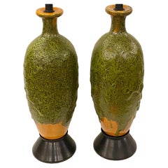 Pair of Italian Textured Ceramic Lamps