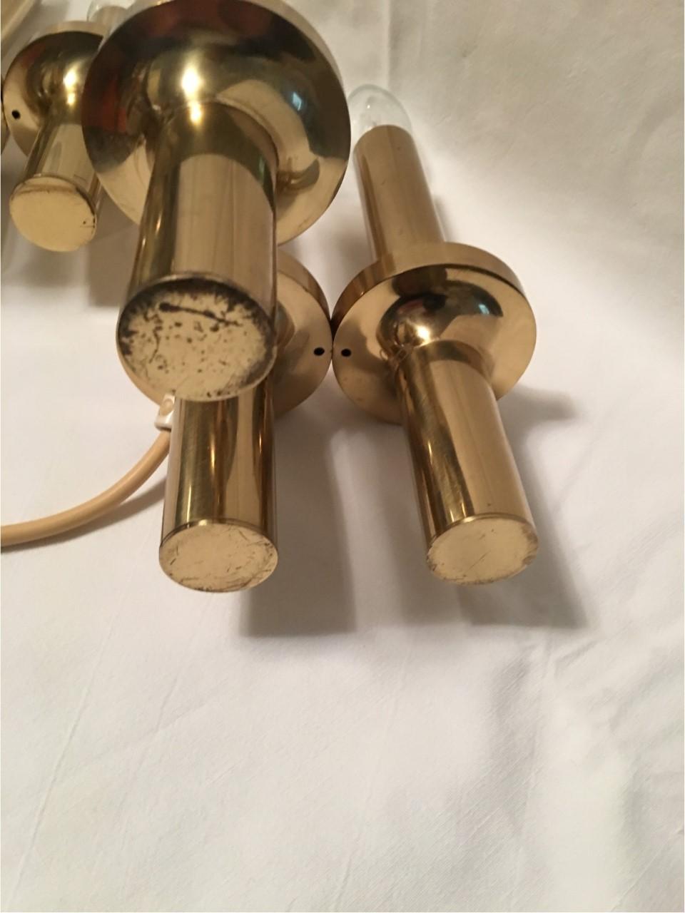 Pair of Italian Three-Light Brass Table Lamps Gaetano Sciolari Style For Sale 7