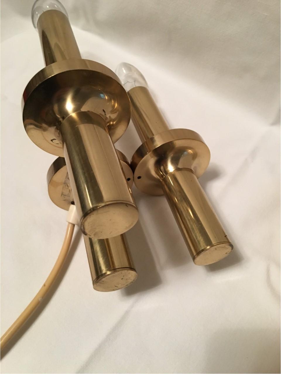 Pair of Italian Three-Light Brass Table Lamps Gaetano Sciolari Style For Sale 8